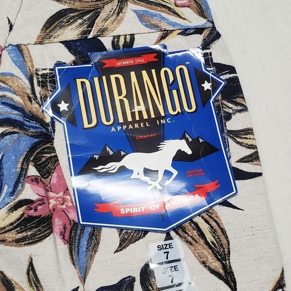 Deadstock Vintage 90s Durango Floral High Rise Cuffed Knit Denim Shorts NWT - Picture 13 of 16